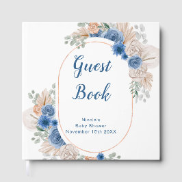 Blauw Boho Pampas Gras Baby Shower Gastenboek