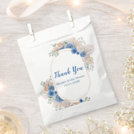 Blauw Boho Pampas Gras Bruidsdouche Bedankzakje