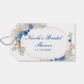 Blauw Boho Pampas Gras Bruidsdouche Cadeaulabel (Achterkant Horizontaal)