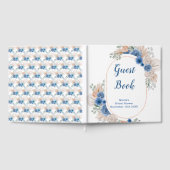 Blauw Boho Pampas Gras Bruidsdouche Gastenboek (Volledig)