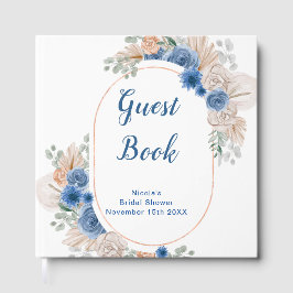 Blauw Boho Pampas Gras Bruidsdouche Gastenboek