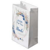 Blauw Boho Pampas Gras Bruidsdouche Klein Cadeauzakje (Achterkant Gekanteld)