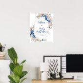 Blauw Boho Pampas Gras Bruidsdouche Poster (Thuiskantoor)