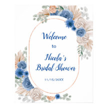 Blauw Boho Pampas Gras Bruidsdouche