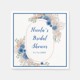 Blauw Boho Pampas Gras Bruidsdouche Servet