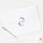Blauw Boho Pampas Gras Bruidsdouche Vierkante Sticker (Envelop)