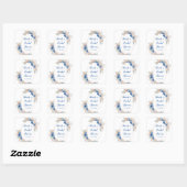Blauw Boho Pampas Gras Bruidsdouche Vierkante Sticker (Vel)