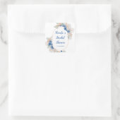 Blauw Boho Pampas Gras Bruidsdouche Vierkante Sticker (Tas)