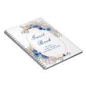 Blauw Boho Pampas Gras Bruiloft Feest Gast  Notitieboek (Rechterzijde)