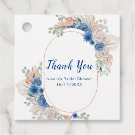 Blauw Boho Pampasgras Bruiloftsborrel Bedankjes Labels