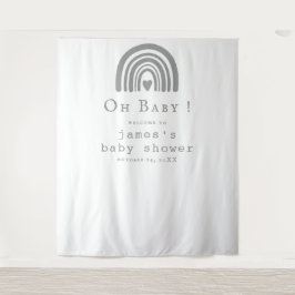 Blauw Boho Regenboog Baby Shower Achtergrond Wandkleed