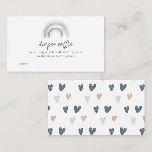 Blauw Boho Regenboog Luier Raffle Tickets Informatiekaartje (Voorkant / Achterkant)