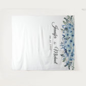 Blauw Boho Trouwceremonie Achtergrond Wandkleed (Voorkant (horizontaal))