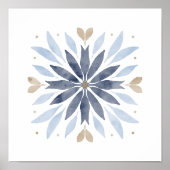 Blauw Boho Watercolor Mandala Kunst Poster (Voorkant)