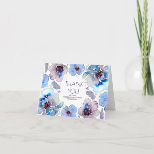 Blauw Boho Waterverf Bloemachtige Trouw Trouw Dank Bedankkaart