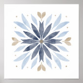 Blauw Boho Waterverf Mandala Kunst Poster (Voorkant)