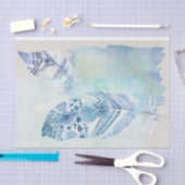 Blauw Boho Waterverf veren tissuepapier (Craft)