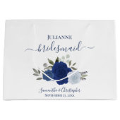 Blauw Boho Waterverfrozen Bruidsmeisje Groot Cadeauzakje (Voorkant)