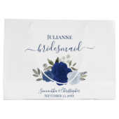 Blauw Boho Waterverfrozen Bruidsmeisje Groot Cadeauzakje (Achterkant)