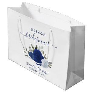 Blauw Boho Waterverfrozen Bruidsmeisje Groot Cadeauzakje