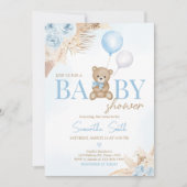 Blauw Boho We Can Bearly Wait Baby Shower  Kaart (Voorkant)