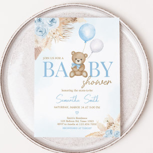 Blauw Boho We Can Bearly Wait Baby Shower  Kaart