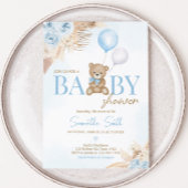 Blauw Boho We Can Bearly Wait Baby Shower  Kaart