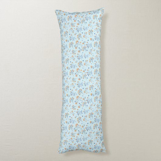 Blauw Boho  Wildbloempatroon Lichaamskussen (Achterkant (Verticaal))