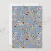 Blauw Boho Wilde Bloem Baby Brunch Kaart (Achterkant)