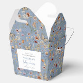 Blauw Boho Wilde Bloem Baby Shower Bedankdoosjes (Geopend)