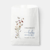 Blauw Boho Wilde Bloem Baby Shower Bedankzakje (Voorkant)