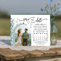 Blauw Boho Wildflower Foto & Agenda Huwelijk