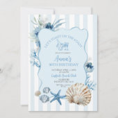 Blauw Boho Zomer Kust Verjaardagsfeest Uitnodiging (Voorkant)
