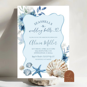 Blauw Boho Zomer Strand Bruidsfeest Uitnodiging