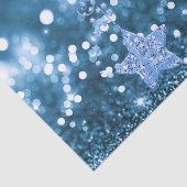 Blauw Bokeh Faux Glitter & Sterren Tissue Papier (Detail)
