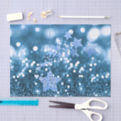 Blauw Bokeh Faux Glitter & Sterren Tissue Papier (Craft)