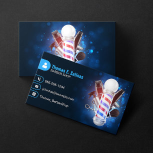 Blauw Bokeh Kapper Winkel Paal Kapsalon Schaar Visitekaartje