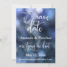 Blauw Bokeh Licht & Typografie 32, Save the Date