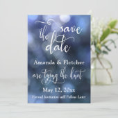 Blauw Bokeh Licht & Typografie 32, Save the Date (Staand voorkant)