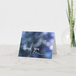 Blauw Bokeh Licht/Typografie 32 Trouw Dank Je Bedankkaart