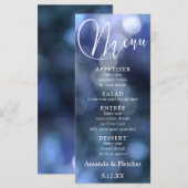 Blauw Bokeh Licht & Typografie 32 Trouwmenu 2 Menu (Voorkant / Achterkant)