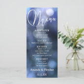 Blauw Bokeh Licht & Typografie 32 Trouwmenu 2 Menu (Staand voorkant)