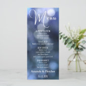 Blauw Bokeh Licht & Typografie 32 Trouwmenu Menu (Staand voorkant)