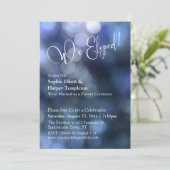 Blauw Bokeh Licht & "We Eloped" Typografie Kaart (Staand voorkant)