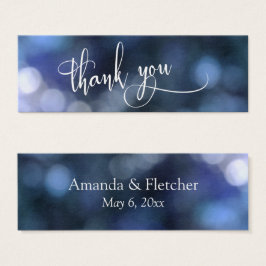 Blauw Bokeh Trouw Dank Je Favor Tag Card Mini Visitekaartjes