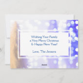 Blauw Bokeh Wit Kerstboom Foto Vakantie Feestdagenkaart (Achterkant)