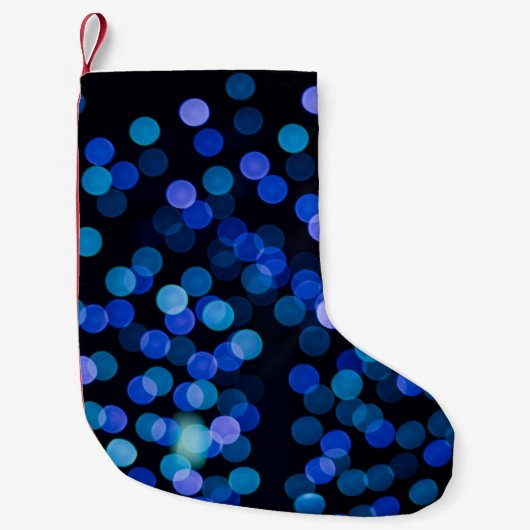 Blauw bokeilicht kleine kerstsok (Voorkant)