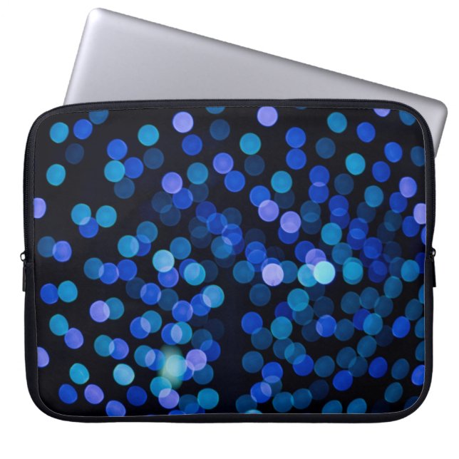 Blauw bokeilicht laptop sleeve (Voorkant)