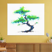 Blauw Bonsai Waterverf Canvas afdrukken (Insitu (Woonkamer))