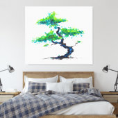 Blauw Bonsai Waterverf Canvas afdrukken (Insitu (Slaapkamer))